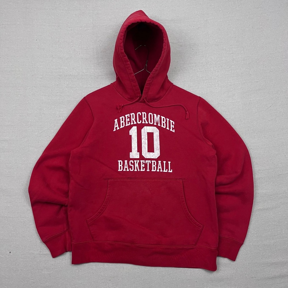 Vintage Abercrombie Fitch Mens Red Basketball 10 Hoodie Size S‎ 90s-Y2K